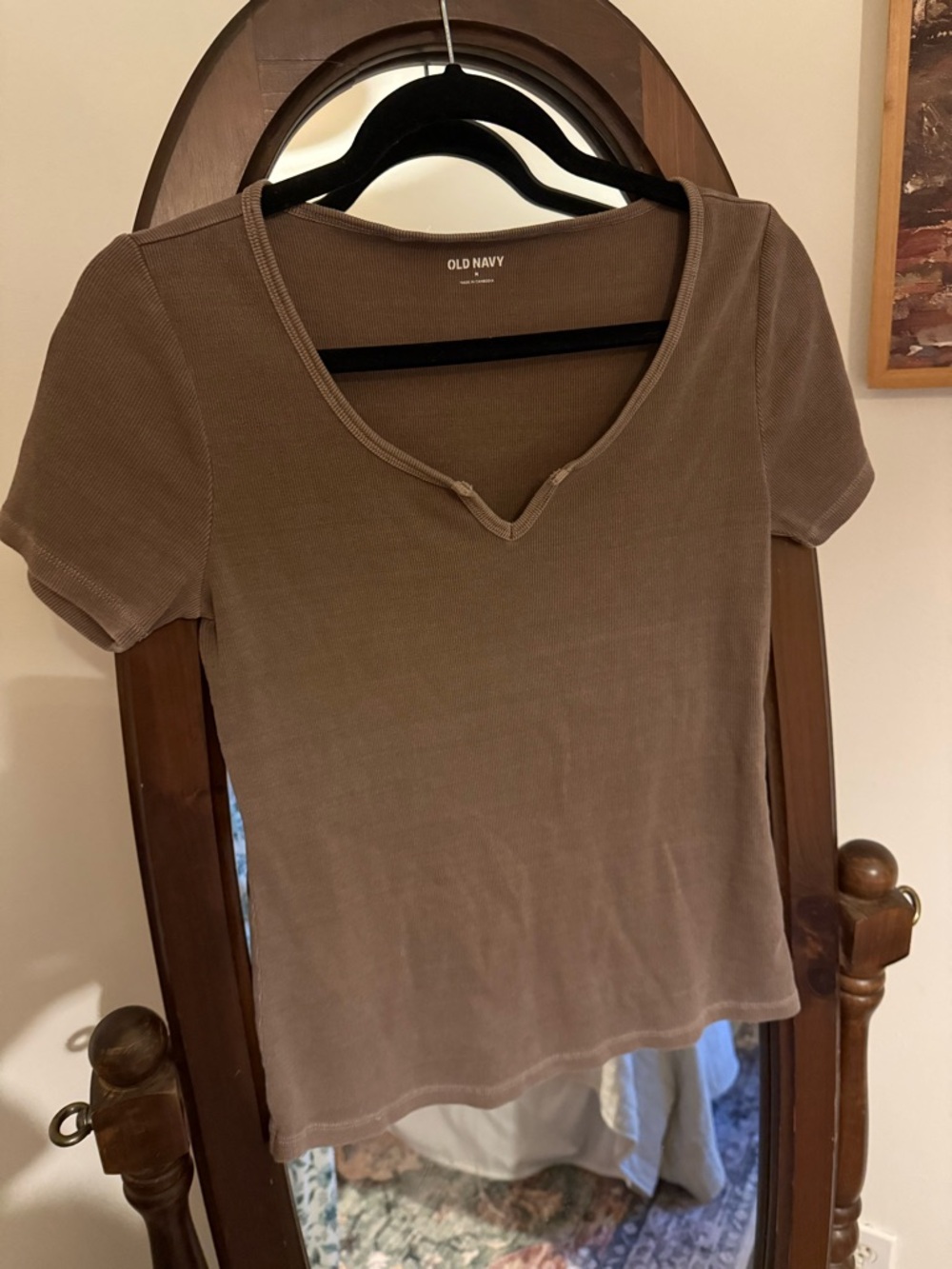 Old Navy Brown Short Sleeve V-Neck Tee